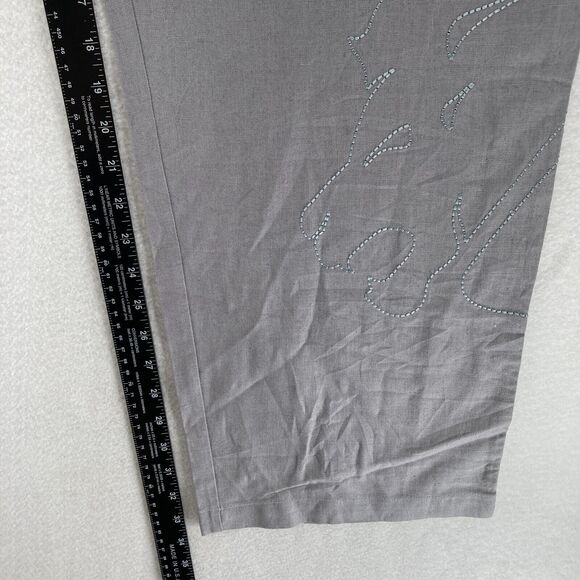 Vintage Clench Jeans Linen Pants Mens XL Gray Baggy Straight Lion Embroidery Y2K - Picture 10 of 14